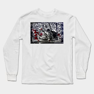 Poppy on the Deck-Woodcut Long Sleeve T-Shirt